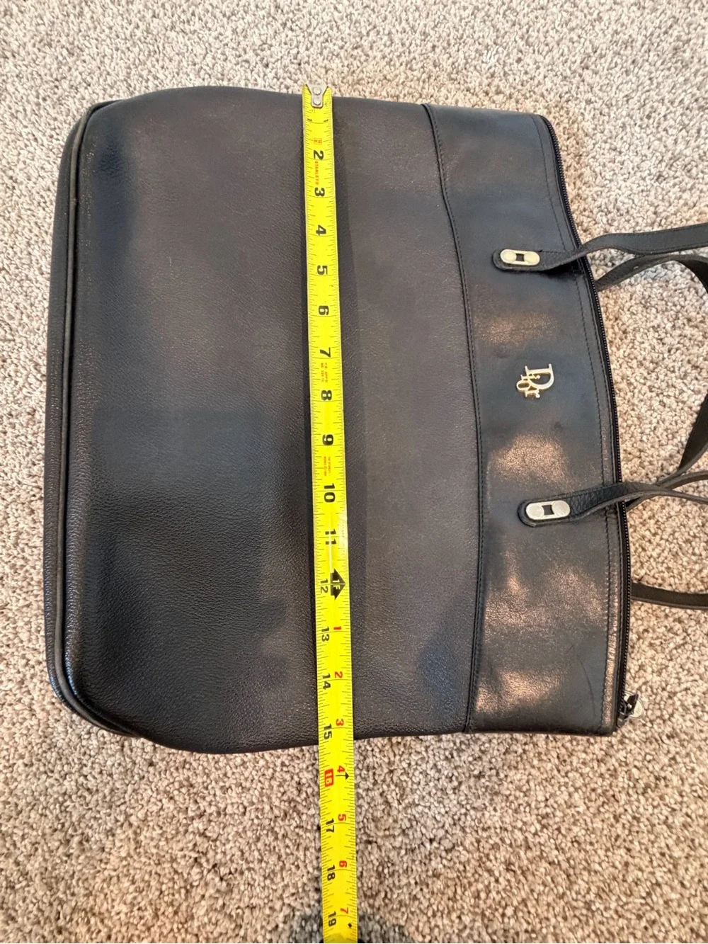 Vintage Dior Tote Bag in Black Honeycomb Coated Canvas and Leather